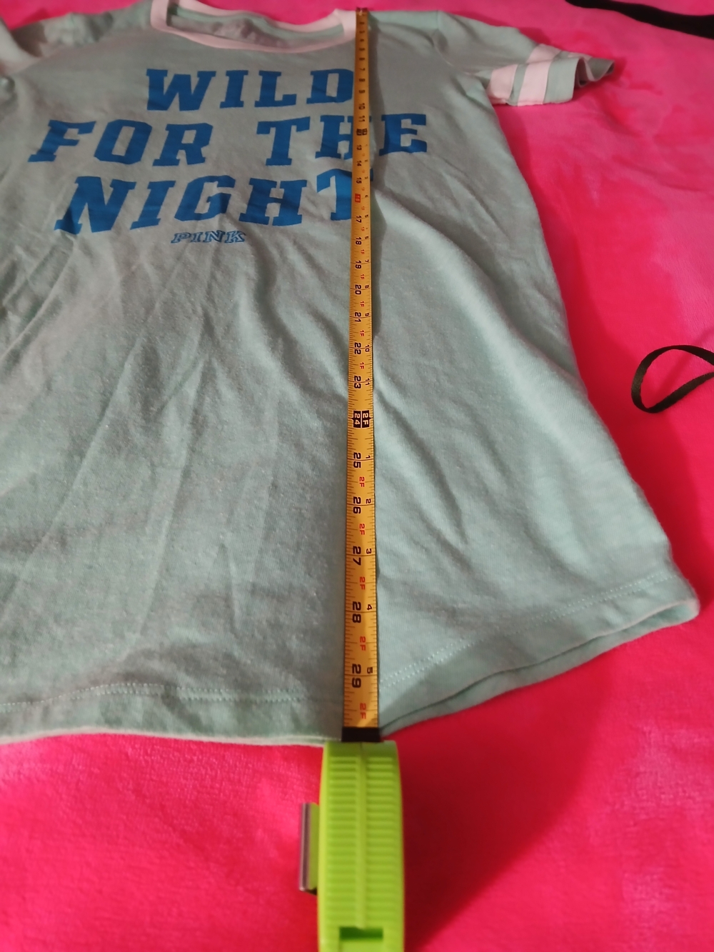 PINK Victoria's Secret Mint Green & Blue Graphic Long Sleep Tee XS New Condition - Picture 12 of 12